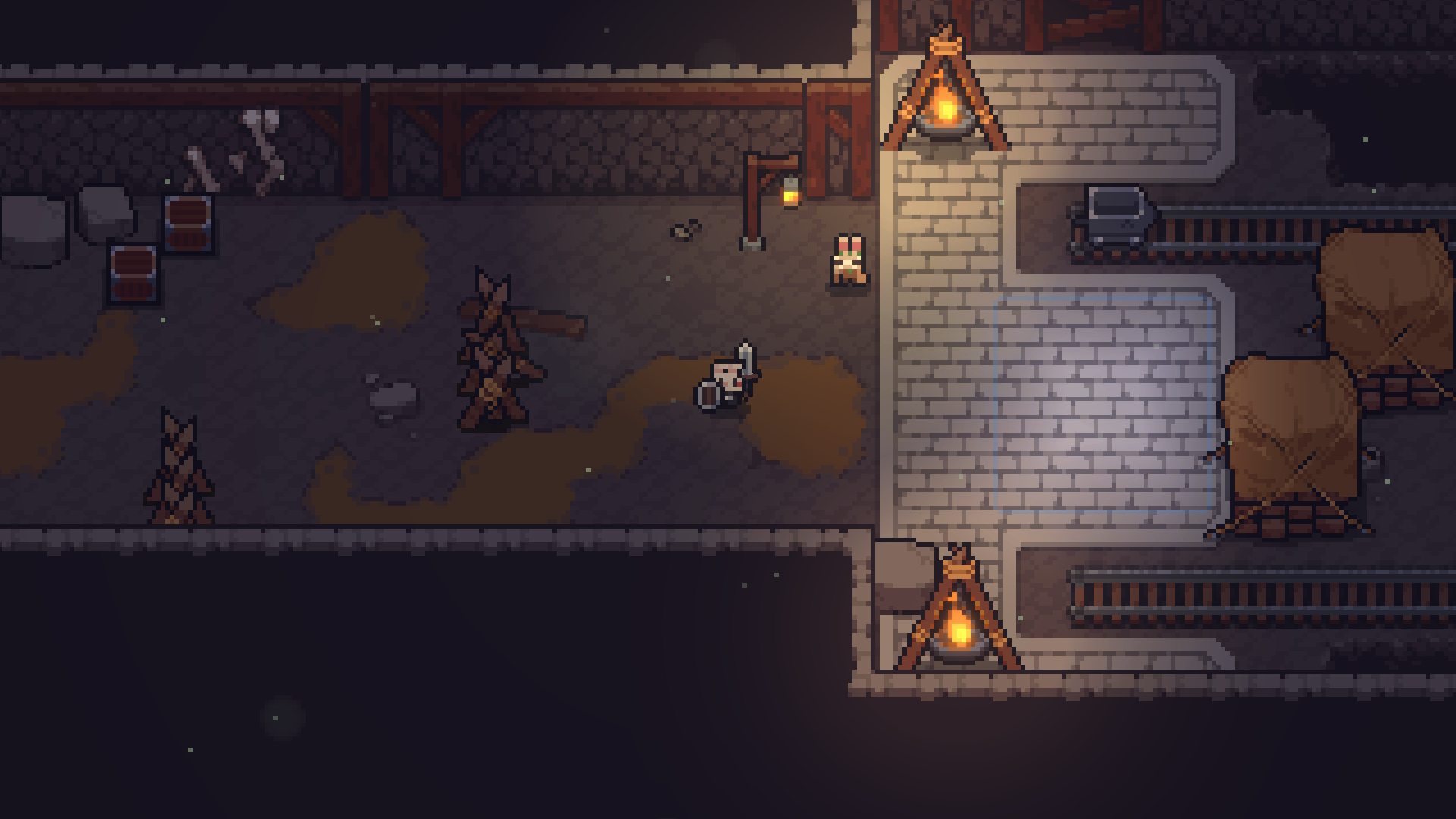 Sephiria adventurer beside a highlighted wall section in the tower