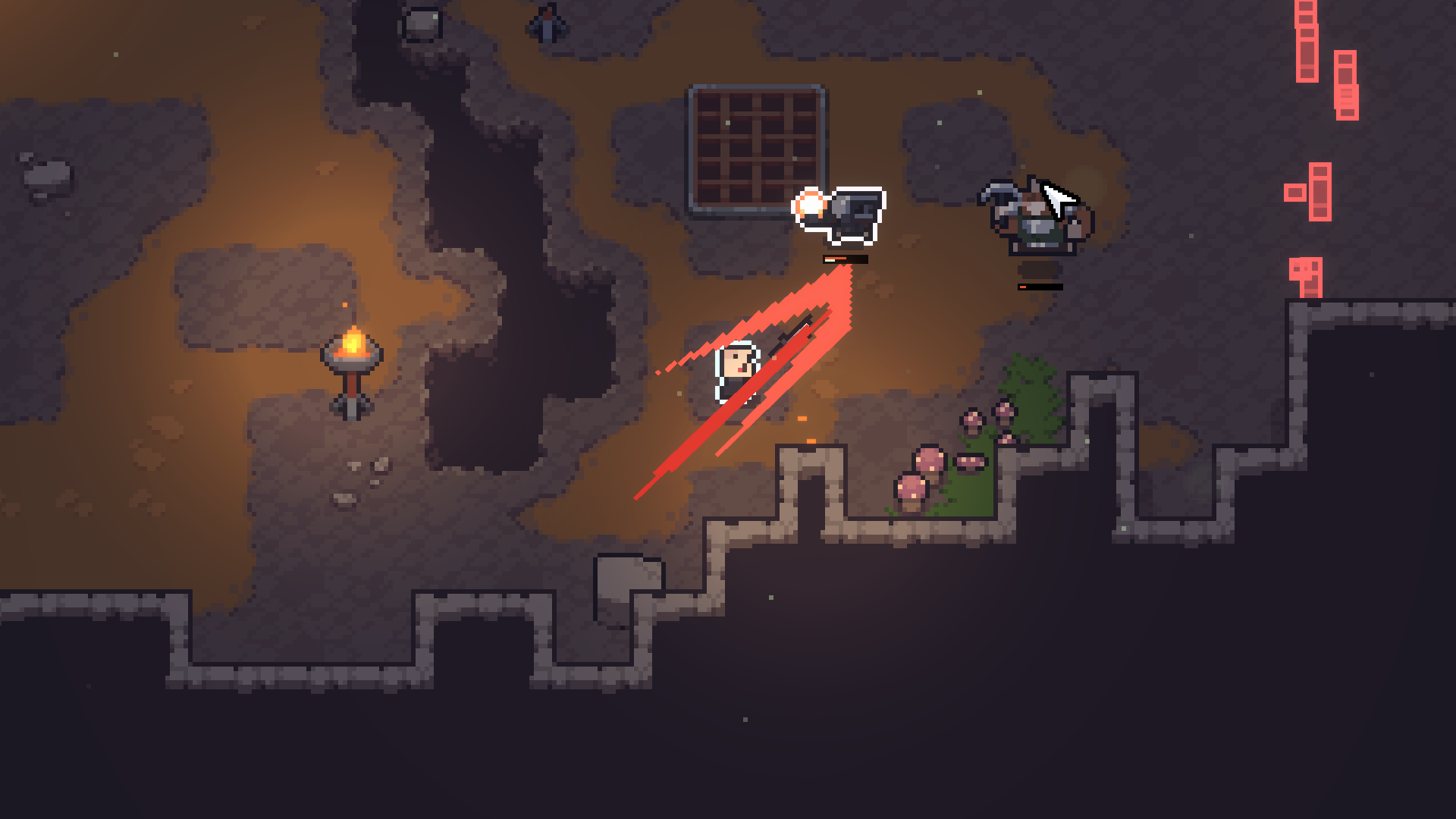 Sephiria rabbit adventurer swinging a weapon during a tower fight